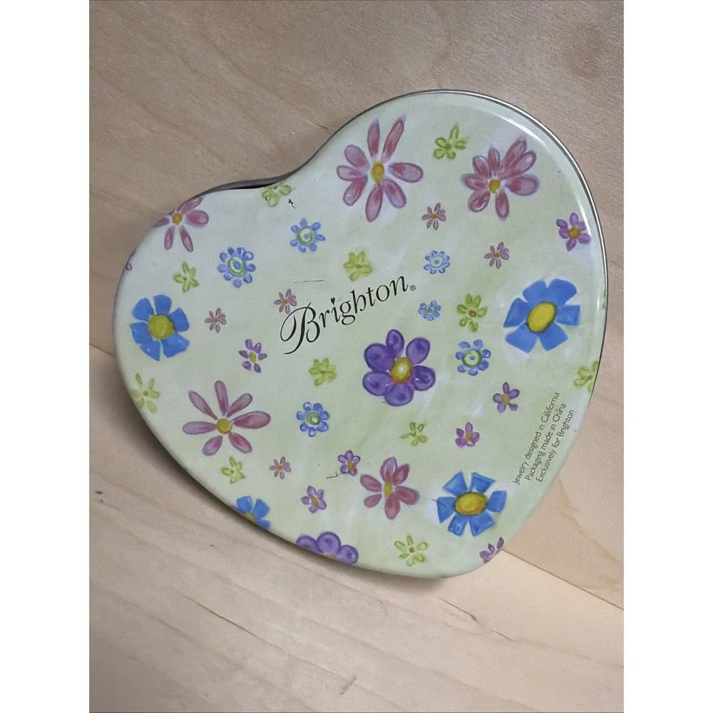 Brighton Heart Shaped Multicolor‎ Metal Lined Jewelry Box Floral Design